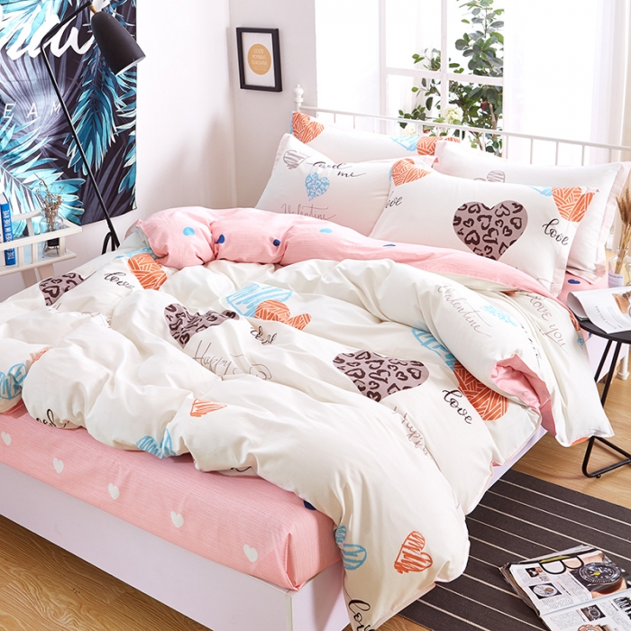 91家纺网 家纺一手货源 找家纺 尚帛 2024新款全棉12868印花四件套 蜜糖甜心