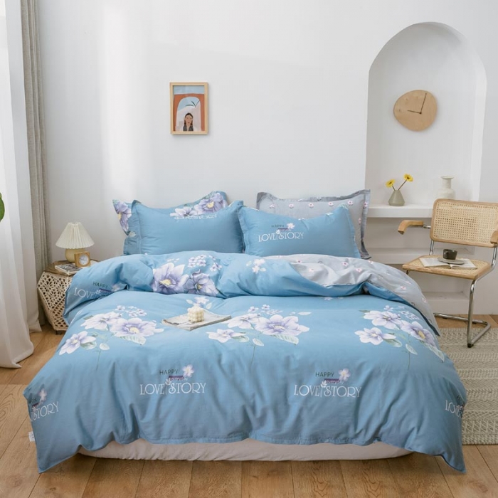 91家纺网 家纺一手货源 找家纺 尚帛 2024新款全棉12868印花四件套 清丽花香