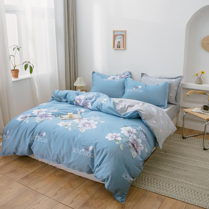 91家纺网 家纺一手货源 找家纺 尚帛 2024新款全棉12868印花四件套 清丽花香