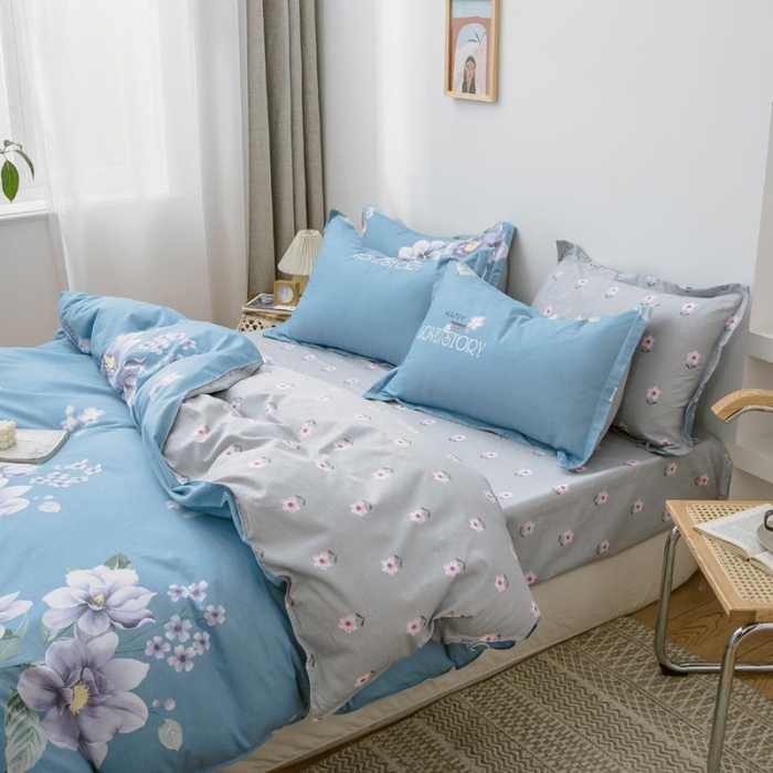 91家纺网 家纺一手货源 找家纺 尚帛 2024新款全棉12868印花四件套 清丽花香