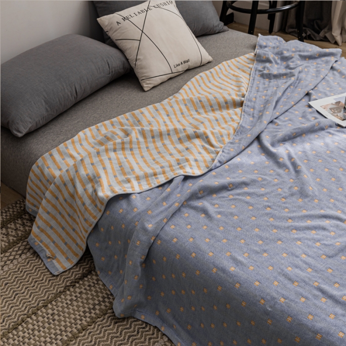 91家纺网 家纺一手货源 找家纺 朴尔家纺 2022新款主推三层水洗棉纱布毛巾被 冬空-冰蓝