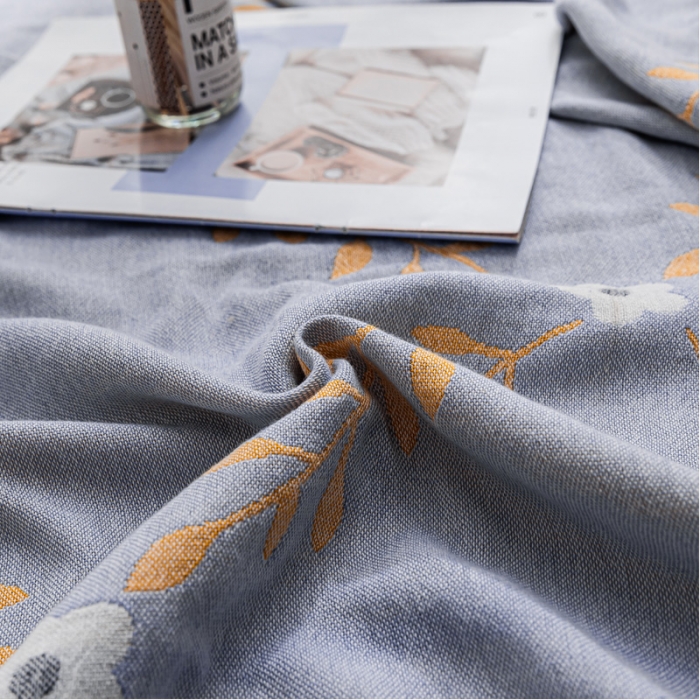 91家纺网 家纺一手货源 找家纺 朴尔家纺 2022新款主推三层水洗棉纱布毛巾被 花之恋-冰蓝黄