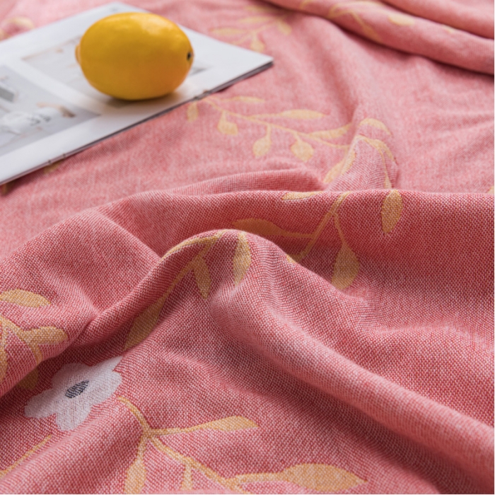 91家纺网 家纺一手货源 找家纺 朴尔家纺 2022新款主推三层水洗棉纱布毛巾被 花之恋-粉黄