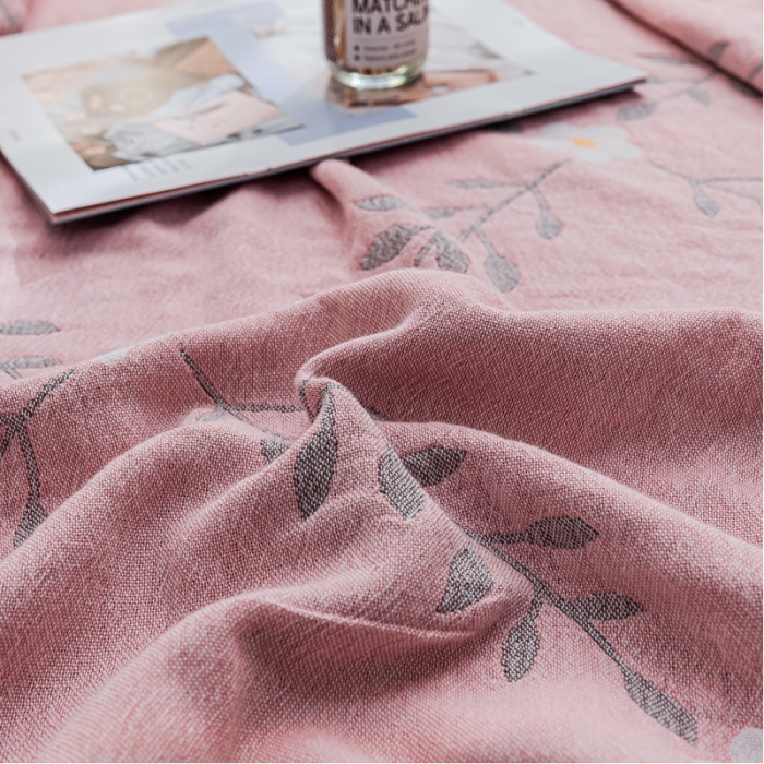 91家纺网 家纺一手货源 找家纺 朴尔家纺 2022新款主推三层水洗棉纱布毛巾被 花之恋-粉灰