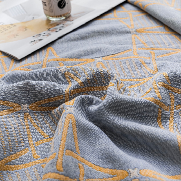 91家纺网 家纺一手货源 找家纺 朴尔家纺 2022新款主推三层水洗棉纱布毛巾被 三体秘境-冰蓝黄