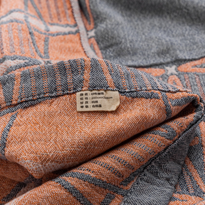 91家纺网 家纺一手货源 找家纺 朴尔家纺 2022新款主推三层水洗棉纱布毛巾被 三体秘境-灰橘
