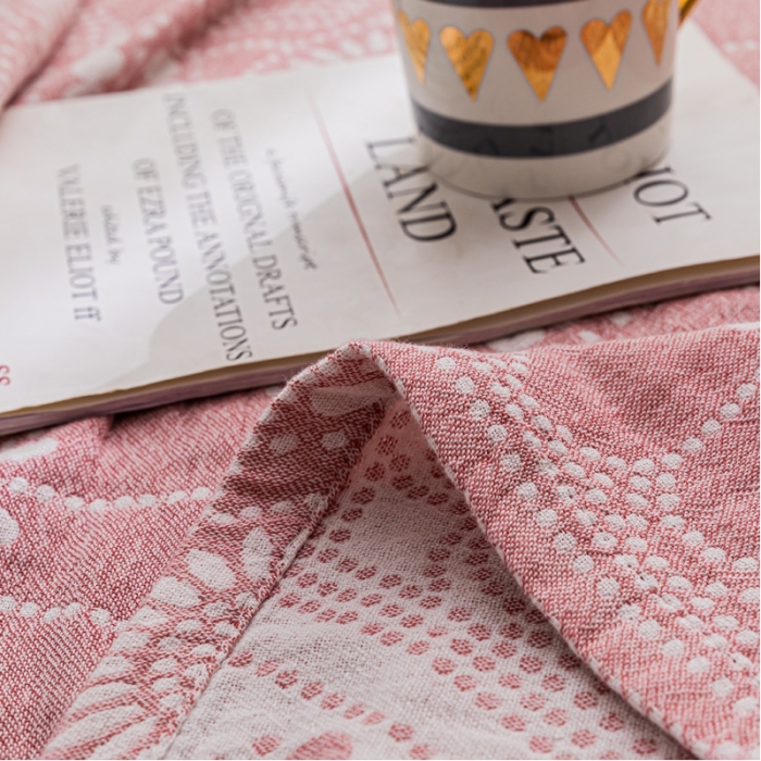 91家纺网 家纺一手货源 找家纺 朴尔家纺 2022新款主推三层水洗棉纱布毛巾被 星辰大海-粉