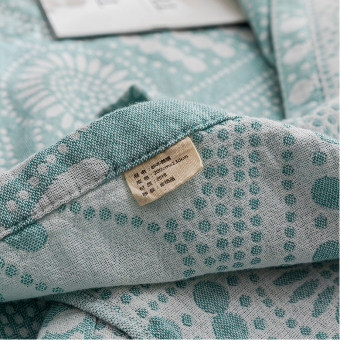 91家纺网 家纺一手货源 找家纺 朴尔家纺 2022新款主推三层水洗棉纱布毛巾被 星辰大海-绿