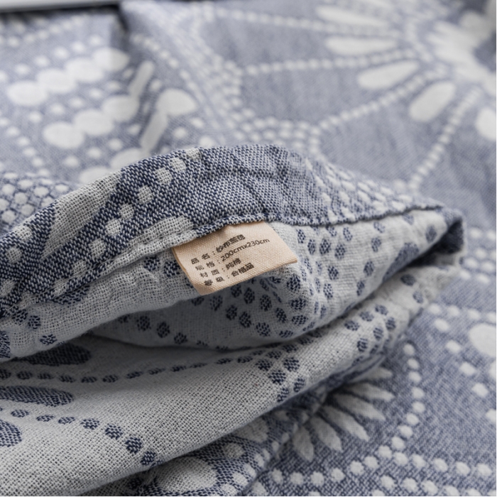 91家纺网 家纺一手货源 找家纺 朴尔家纺 2022新款主推三层水洗棉纱布毛巾被 星辰大海-深蓝