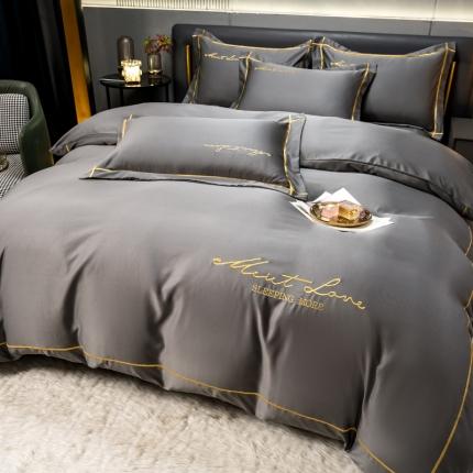 91家纺网 家纺一手货源 找家纺 （总）绒世界 2022新款高端绣花水洗真丝四件套