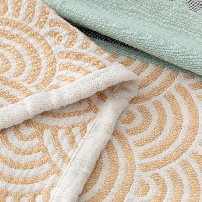 91家纺网 家纺一手货源 找家纺 朴尔家纺 2022新款四层韩版碎花风全棉纱布毛巾被 花亭玉暖-绿