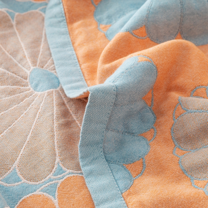 91家纺网 家纺一手货源 找家纺 朴尔家纺 2022新款四层韩版碎花风全棉纱布毛巾被 橘子物语-兰