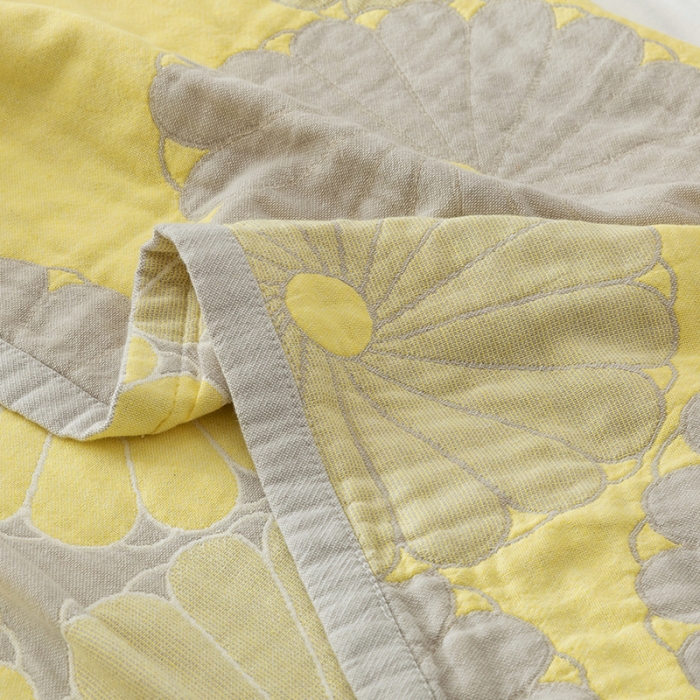 91家纺网 家纺一手货源 找家纺 朴尔家纺 2022新款四层韩版碎花风全棉纱布毛巾被 橘子物语-浅灰