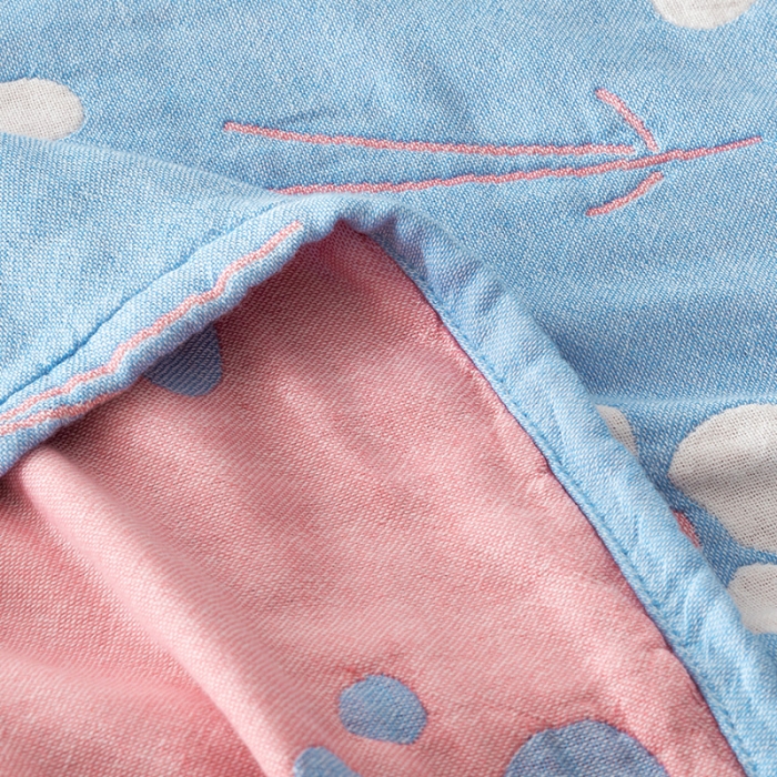 91家纺网 家纺一手货源 找家纺 朴尔家纺 2022新款四层韩版碎花风全棉纱布毛巾被 小清新-蓝