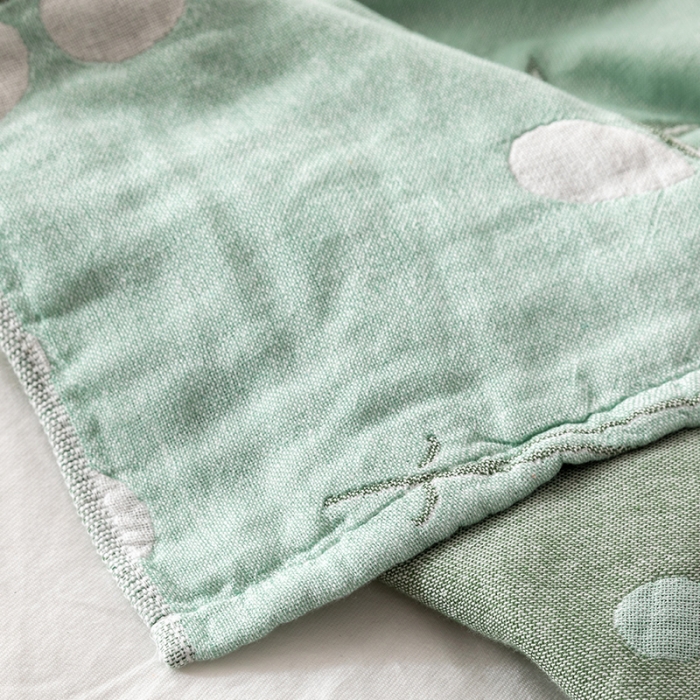 91家纺网 家纺一手货源 找家纺 朴尔家纺 2022新款四层韩版碎花风全棉纱布毛巾被 小清新-绿