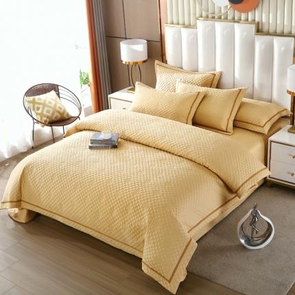 91家纺网 家纺一手货源 找家纺 （总）ol 2022新款全棉纯色居家被套床盖枕套夹棉绗绣四件套