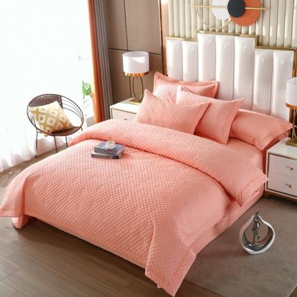 91家纺网 家纺一手货源 找家纺 （总）ol 2022新款全棉纯色居家被套床盖枕套夹棉绗绣四件套