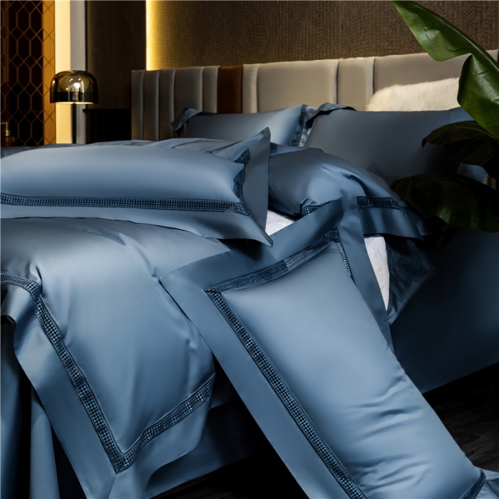 91家纺网 家纺一手货源 找家纺 ol新款200支长绒棉纯色镂空四件套玛格丽 玛格丽-绅士蓝