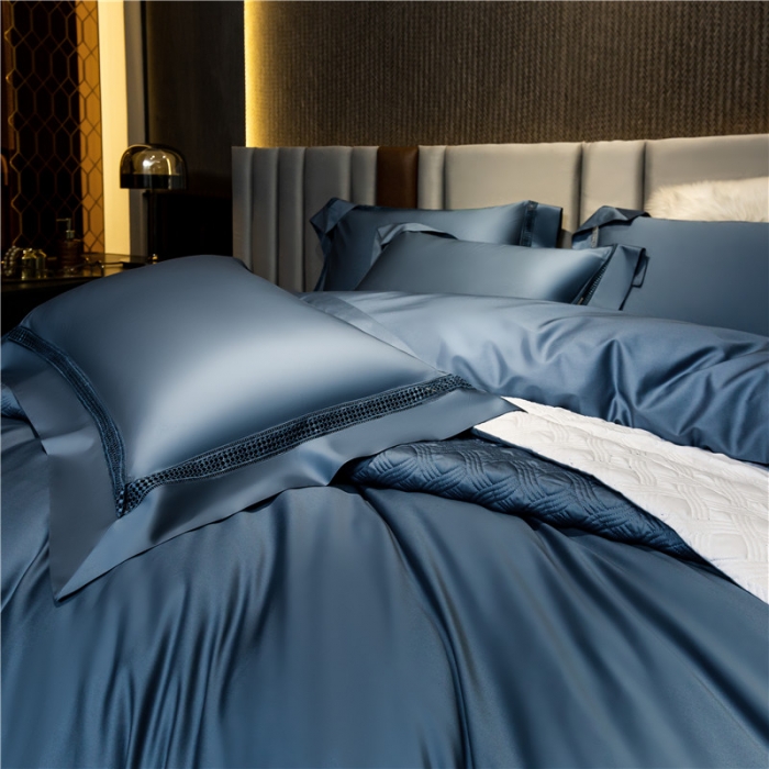 91家纺网 家纺一手货源 找家纺 ol新款200支长绒棉纯色镂空四件套玛格丽 玛格丽-绅士蓝