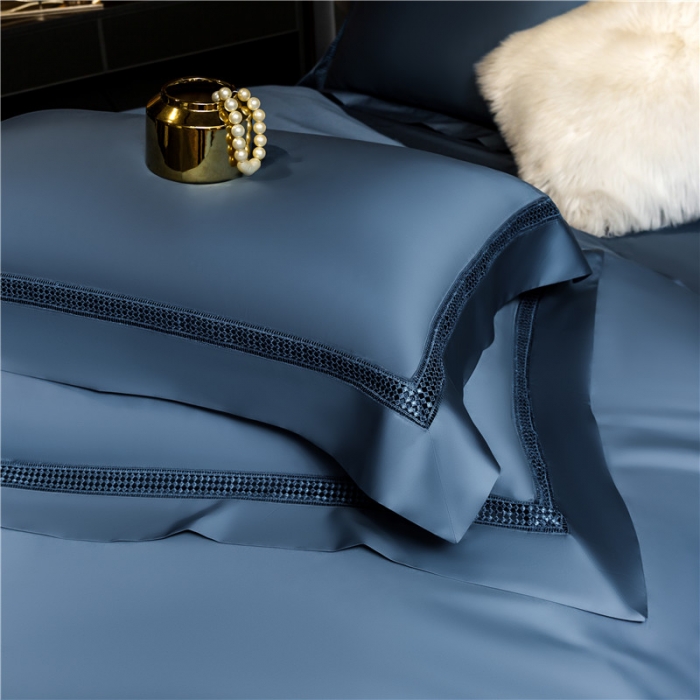 91家纺网 家纺一手货源 找家纺 ol新款200支长绒棉纯色镂空四件套玛格丽 玛格丽-绅士蓝