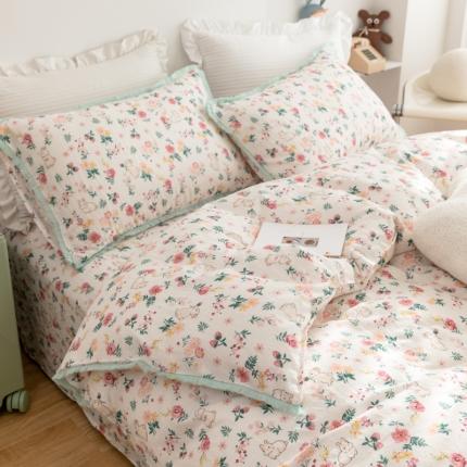 91家纺网 家纺一手货源 找家纺 （总）淑女公社家纺 2022新款双层纱流苏花边款四件套