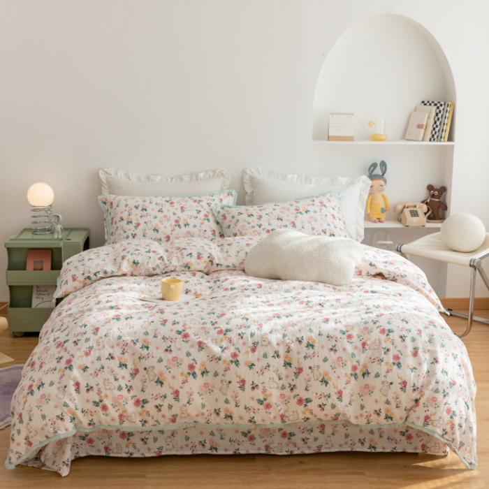 91家纺网 家纺一手货源 找家纺 （总）淑女公社家纺 2022新款双层纱流苏花边款四件套