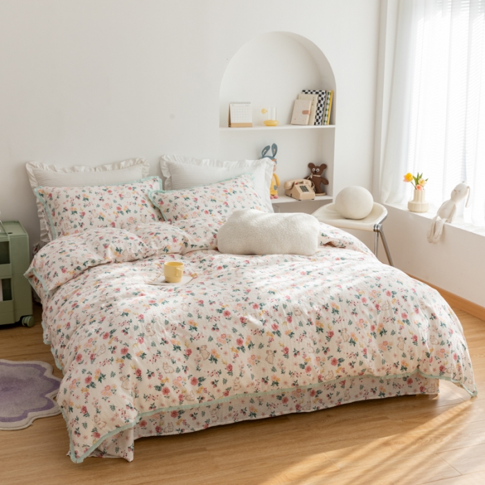 91家纺网 家纺一手货源 找家纺 （总）淑女公社家纺 2022新款双层纱流苏花边款四件套