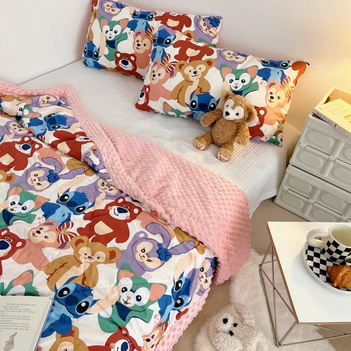 91家纺网 家纺一手货源 找家纺 星期八 2022新款豆豆夏被包边款 紫小兔