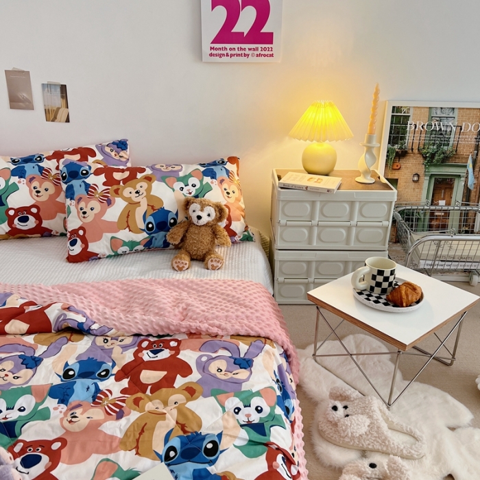 91家纺网 家纺一手货源 找家纺 星期八 2022新款豆豆夏被包边款 紫小兔