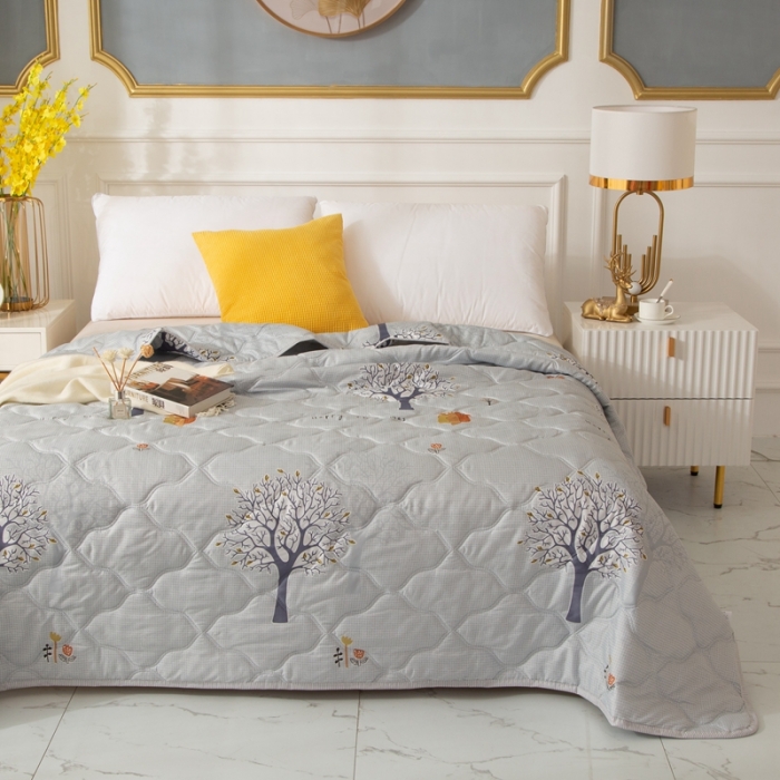 91家纺网 家纺一手货源 找家纺 爱派 2022新款磨毛印花夏凉被夏被空调被 发财树