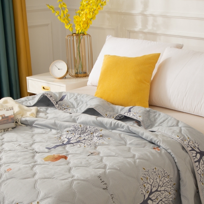 91家纺网 家纺一手货源 找家纺 爱派 2022新款磨毛印花夏凉被夏被空调被 发财树