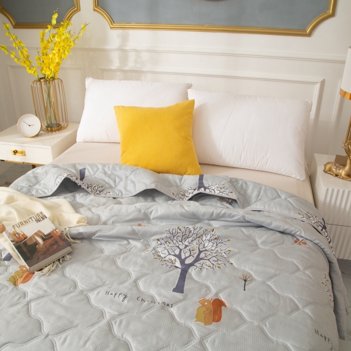 91家纺网 家纺一手货源 找家纺 爱派 2022新款磨毛印花夏凉被夏被空调被 发财树