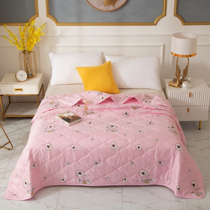 91家纺网 家纺一手货源 找家纺 爱派 2022新款磨毛印花夏凉被夏被空调被 花朵