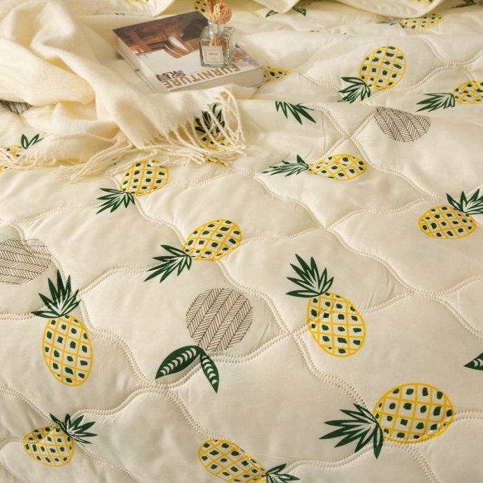 91家纺网 家纺一手货源 找家纺 爱派 2022新款磨毛印花夏凉被夏被空调被 黄菠萝