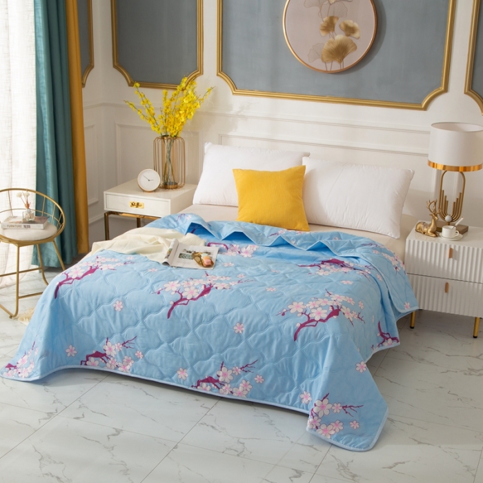 91家纺网 家纺一手货源 找家纺 爱派 2022新款磨毛印花夏凉被夏被空调被 腊梅