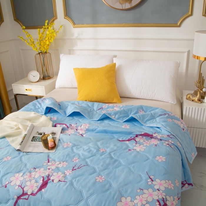 91家纺网 家纺一手货源 找家纺 爱派 2022新款磨毛印花夏凉被夏被空调被 腊梅