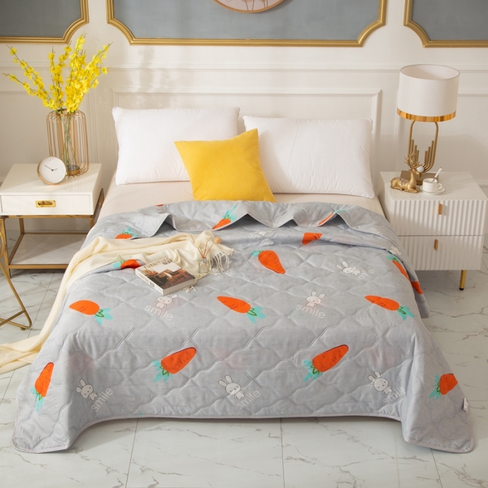 91家纺网 家纺一手货源 找家纺 爱派 2022新款磨毛印花夏凉被夏被空调被萝卜小兔