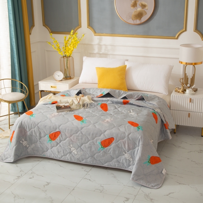 91家纺网 家纺一手货源 找家纺 爱派 2022新款磨毛印花夏凉被夏被空调被萝卜小兔