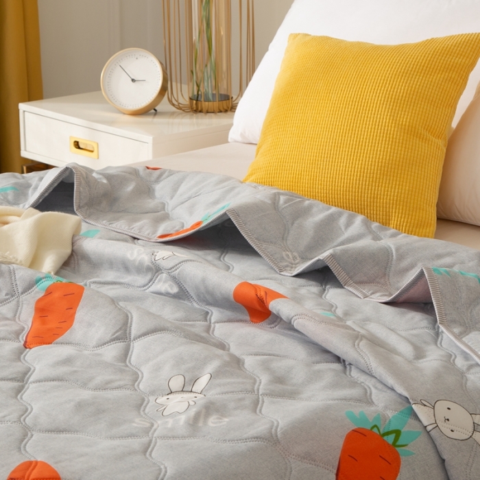 91家纺网 家纺一手货源 找家纺 爱派 2022新款磨毛印花夏凉被夏被空调被萝卜小兔