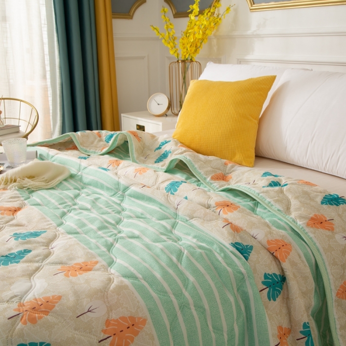 91家纺网 家纺一手货源 找家纺 爱派 2022新款磨毛印花夏凉被夏被空调被 雪松