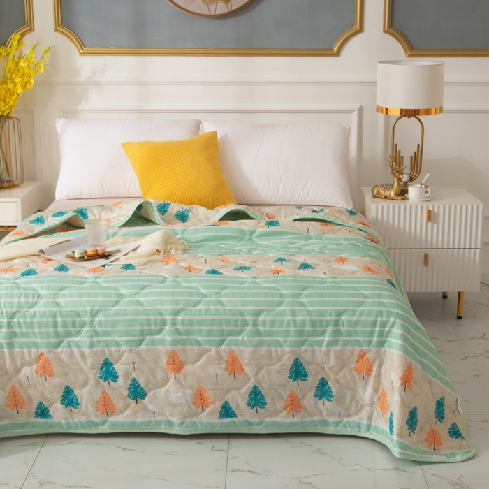 91家纺网 家纺一手货源 找家纺 爱派 2022新款磨毛印花夏凉被夏被空调被 雪松