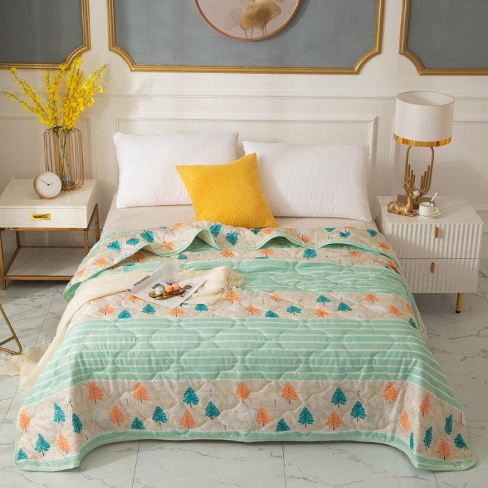 91家纺网 家纺一手货源 找家纺 爱派 2022新款磨毛印花夏凉被夏被空调被 雪松