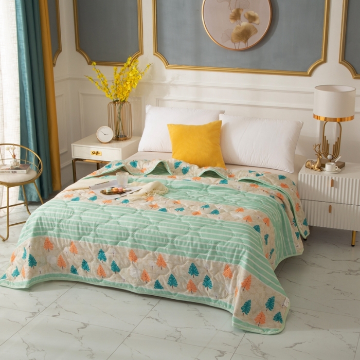 91家纺网 家纺一手货源 找家纺 爱派 2022新款磨毛印花夏凉被夏被空调被 雪松