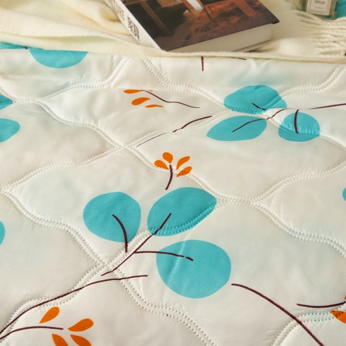 91家纺网 家纺一手货源 找家纺 爱派 2022新款磨毛印花夏凉被夏被空调被 叶叶情深