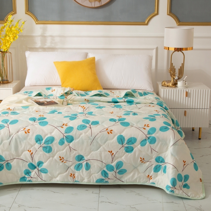 91家纺网 家纺一手货源 找家纺 爱派 2022新款磨毛印花夏凉被夏被空调被 叶叶情深