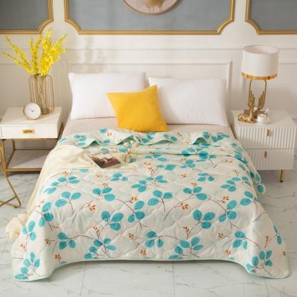 91家纺网 家纺一手货源 找家纺 爱派 2022新款磨毛印花夏凉被夏被空调被 叶叶情深