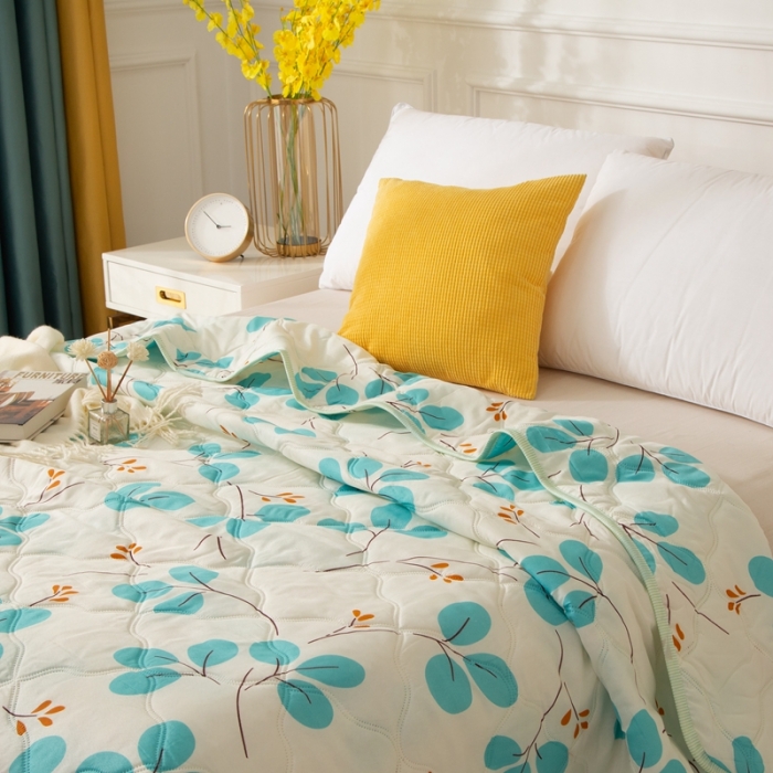 91家纺网 家纺一手货源 找家纺 爱派 2022新款磨毛印花夏凉被夏被空调被 叶叶情深