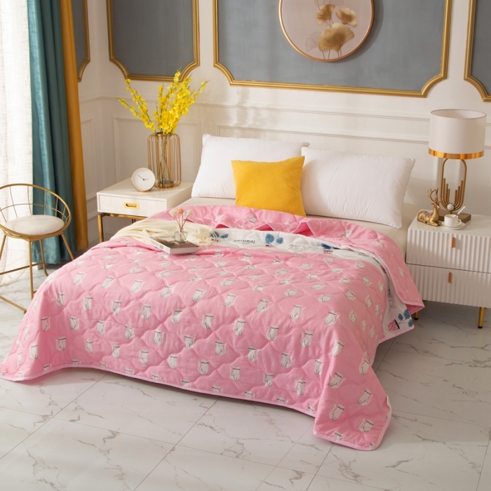 91家纺网 家纺一手货源 找家纺 爱派 2022新款磨毛印花夏凉被夏被空调被 招财猫