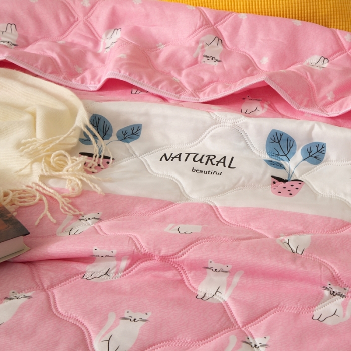 91家纺网 家纺一手货源 找家纺 爱派 2022新款磨毛印花夏凉被夏被空调被 招财猫