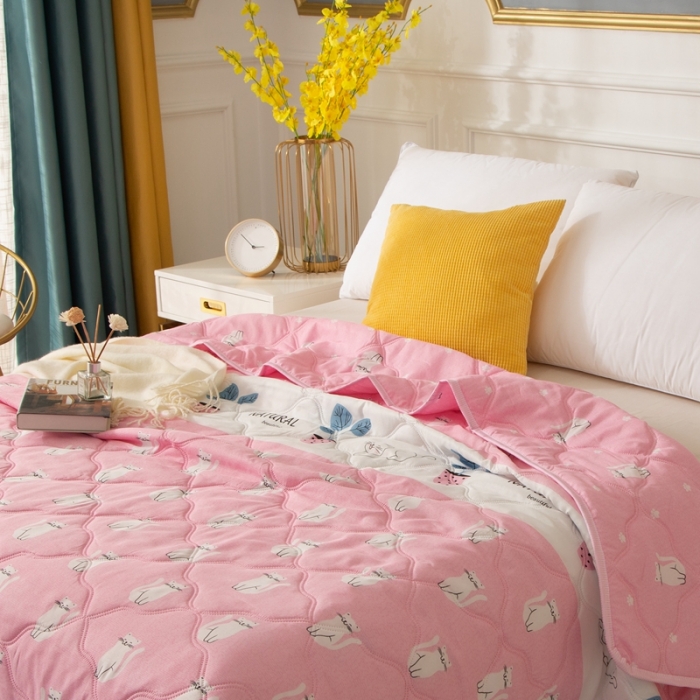 91家纺网 家纺一手货源 找家纺 爱派 2022新款磨毛印花夏凉被夏被空调被 招财猫